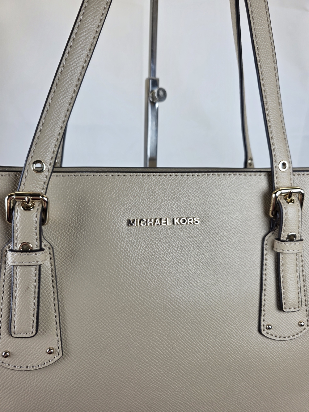 Michael Kors Nude Beige Saffiano Leather Tote Bag Work Laptop School Nwot - Picture 4 of 14